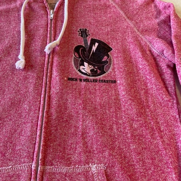 Disney Jacket Hoodie Womens L Pink Mickey Mouse Rock'N Roller Coaster Full Zip - Picture 2 of 10